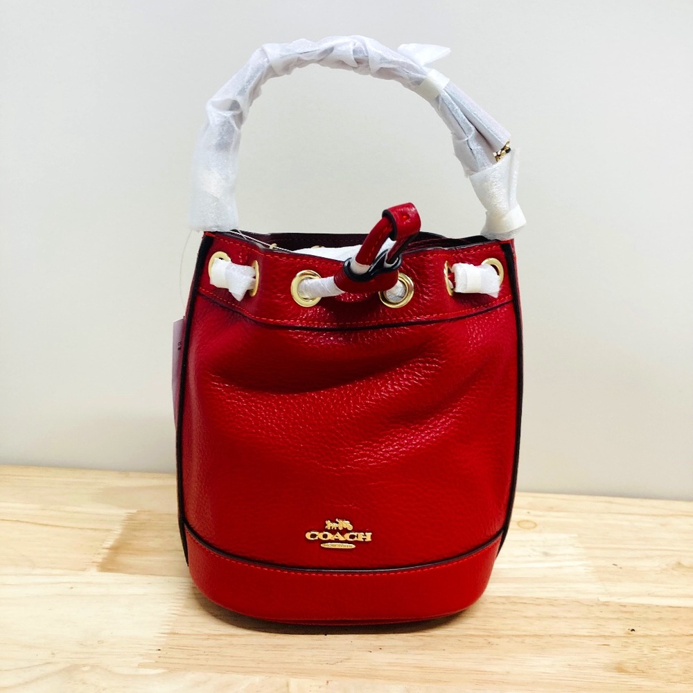 NWT Red Coach Dempsey Small Bucket Bag